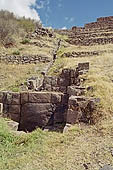 Pisac, archeological complex, water channels carved in the stone